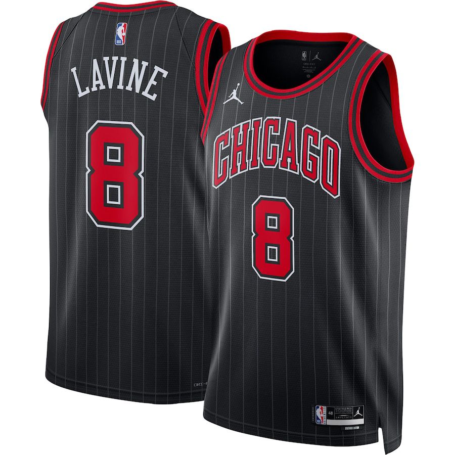 Men Chicago Bulls #8 Zach LaVine Jordan Brand Black 2022-23 Replica Swingman NBA Jersey